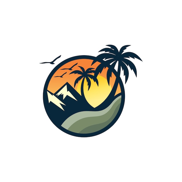 Strand logo ontwerp vector sjabloon Premium Vector