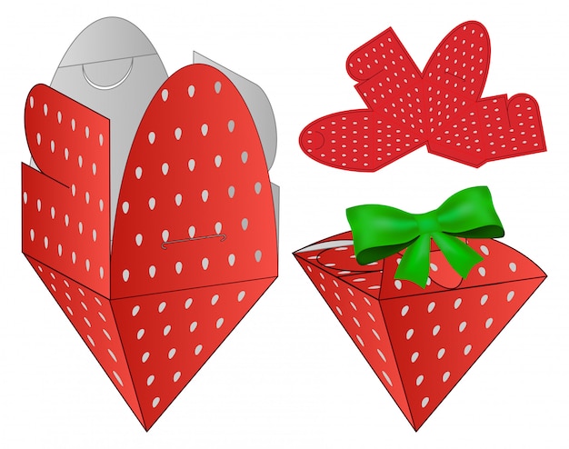 Strawberry box verpakking gestanst sjabloonontwerp. Premium Vector