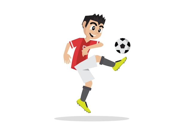 Stripfiguur boy voetbal football speler Premium Vector