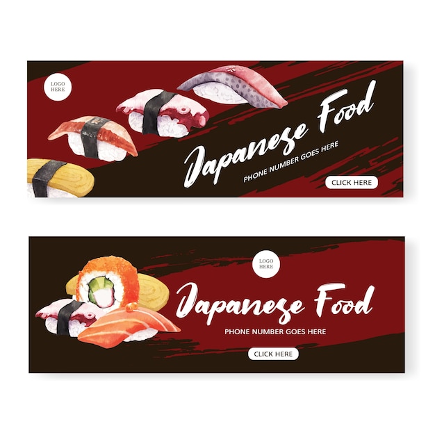 Sushi restaurant banner Gratis Vector