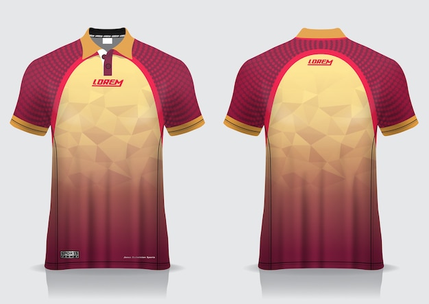 Download T-shirt polo sport ontwerp, badminton jersey mockup voor uniforme sjabloon | Premium Vector