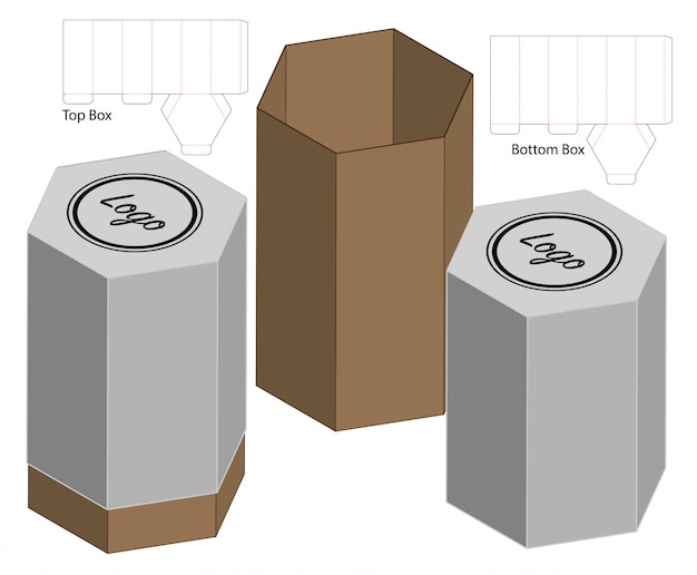Tall box packaging gestanst sjabloonontwerp. 3d mock-up Premium Vector
