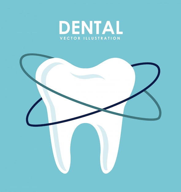 Tandontwerp over blauwe achtergrond vectorillustratie Premium Vector