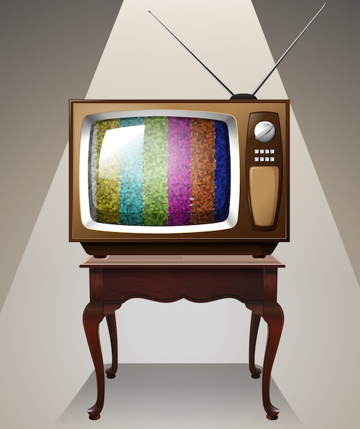 Televisie op de tafel Gratis Vector