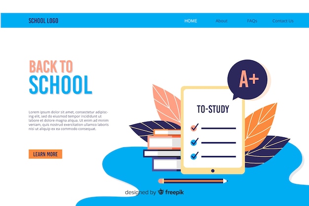 Terug naar school bestemmingspagina sjabloon Gratis Vector