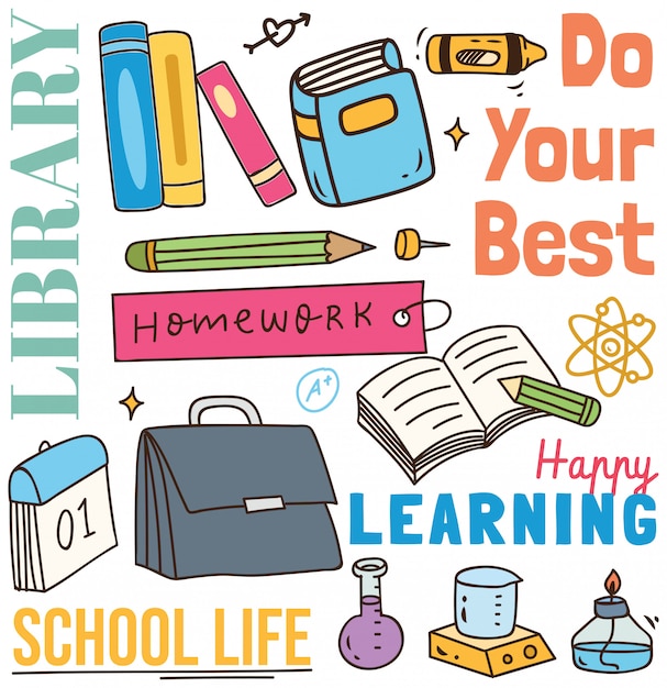 Terug naar school concept doodle achtergrond Premium Vector