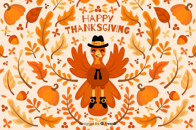 Thanksgiving achtergrond in plat ontwerp Gratis Vector
