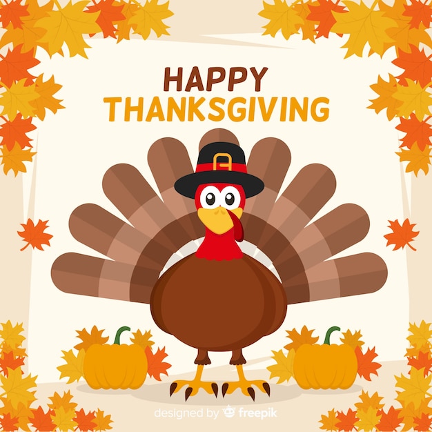 Thanksgiving achtergrond in plat ontwerp Gratis Vector