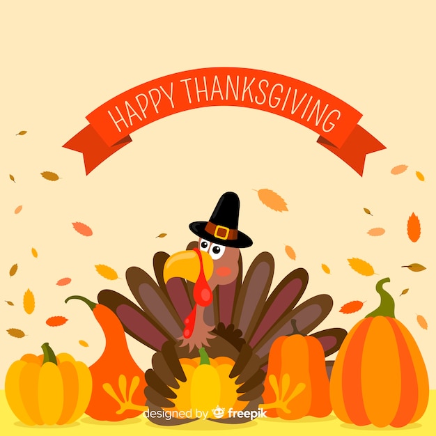 Thanksgiving-concept in plat ontwerp Gratis Vector
