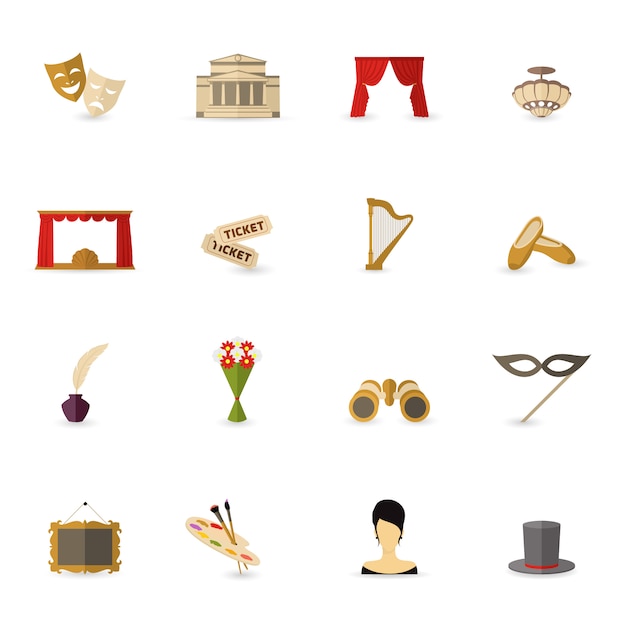 Theater icon flat Gratis Vector