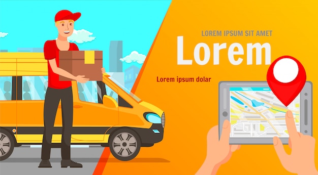 Thuis levering app platte web banner vector sjabloon Premium Vector