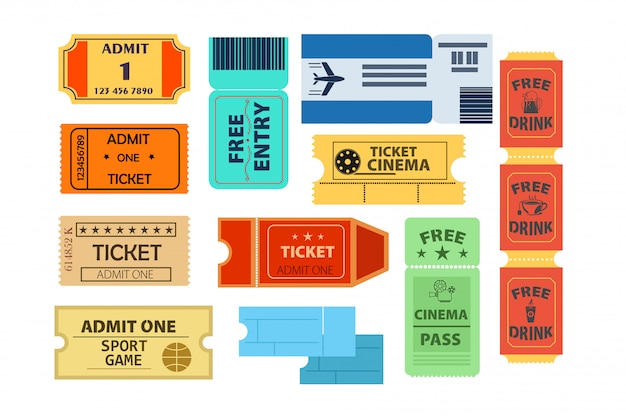 Tickets illustratie set Gratis Vector