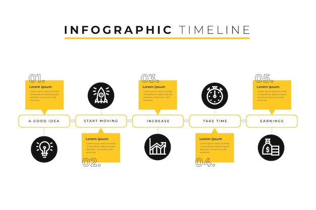 Tijdlijn Infographic Sjabloon Met Cirkels Premium Vector