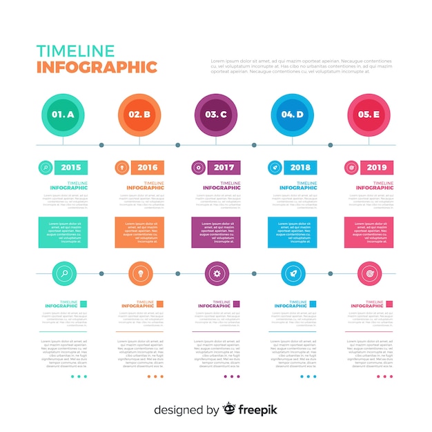 Tijdlijn infographic sjabloon plat ontwerp Gratis Vector