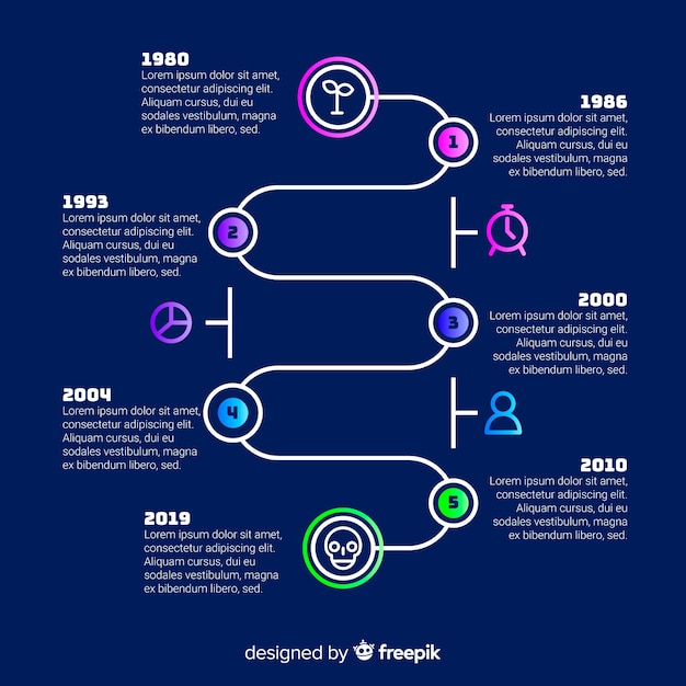 Tijdlijn infographic sjabloon plat ontwerp Gratis Vector