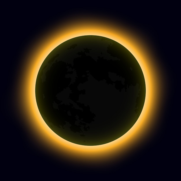 Totale zonsverduistering, eclips van de zon. vector illustratie Premium Vector
