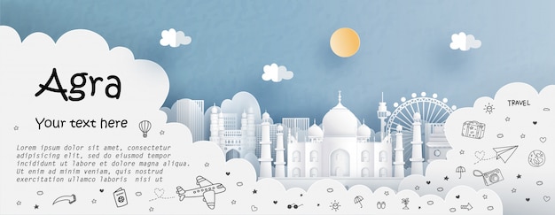 Tour en reizen adverteren met reizen naar agra Premium Vector