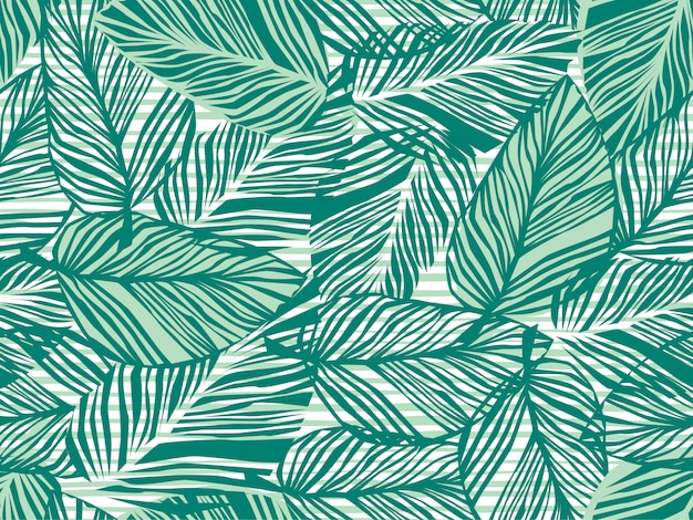 Tropisch palmbladen naadloos patroon Premium Vector