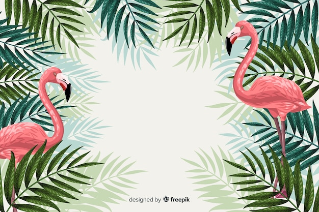 Tropische achtergrond met dieren Gratis Vector