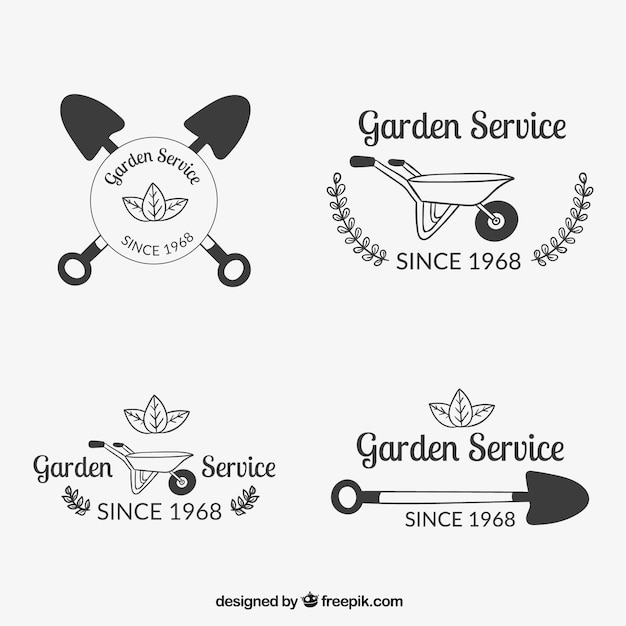 Tuin dienst badges Premium Vector