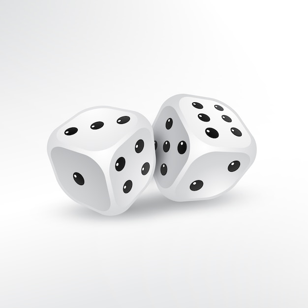 Twee dobbelstenen op witte achtergrond vector Gratis Vector
