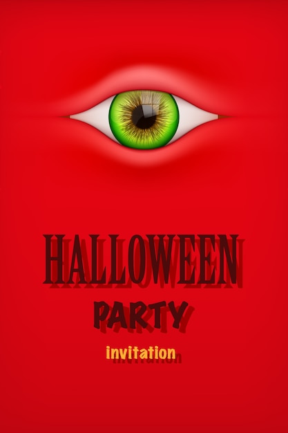 Uitnodiging voor halloween-feest met monsteroog. rood thema. | Premium ...