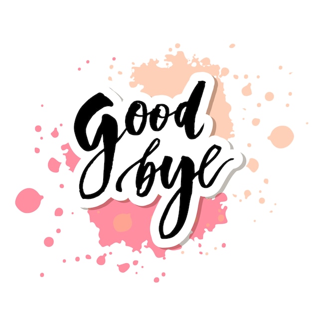 Vaarwel lettering kalligrafie phrase bye vector aquarel Premium Vector