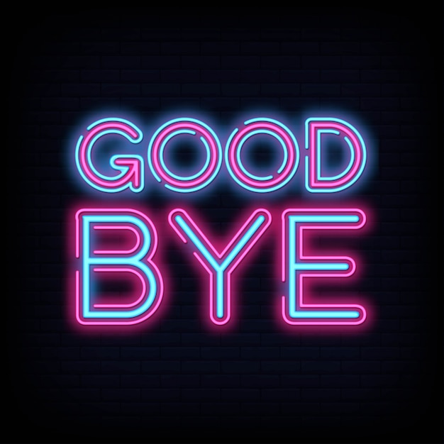 Vaarwel neon tekst vector ontwerpsjabloon Premium Vector