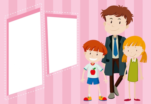 Vader en kinderen achtergrond Gratis Vector