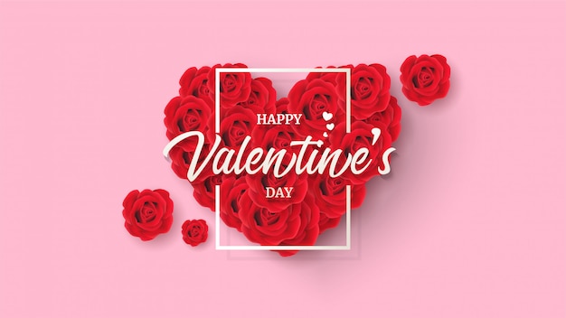 matras Verspreiding bevroren Valentijn achtergrond met illustraties van rozen vormen liefde met de  woorden erop. | Premium Vector