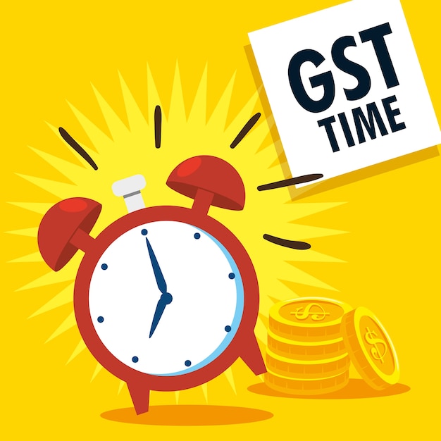 Van de de elementenpictogrammen van gst tijd vector de illustratieontwerp Premium Vector