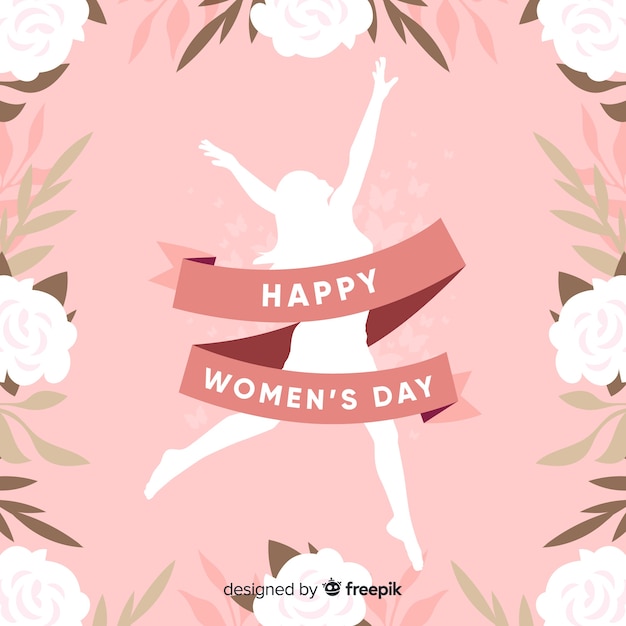 Van het silhouetvrouwen van het meisje de dagachtergrond Gratis Vector