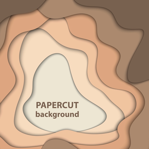 Vector achtergrond met bruin en beige kleur papier gesneden vormen. 3d abstracte papier kunststijl. Premium Vector