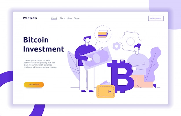 Vector bitcoin investeringen moderne platte lijn illustratie Premium Vector