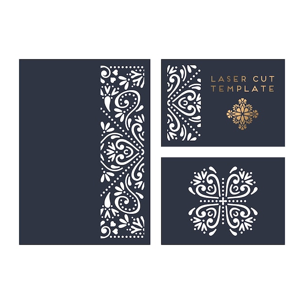 Vector bruiloft kaart laser gesneden sjabloon Gratis Vector