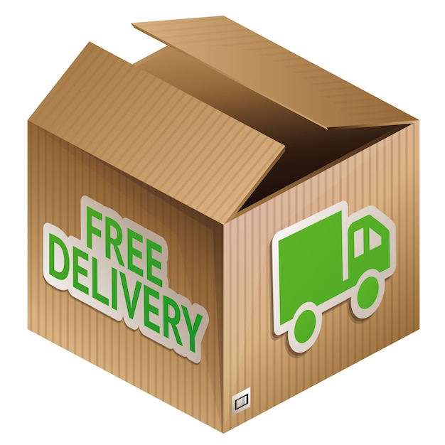 Vector doos met gratis verzending - internet winkelen Premium Vector