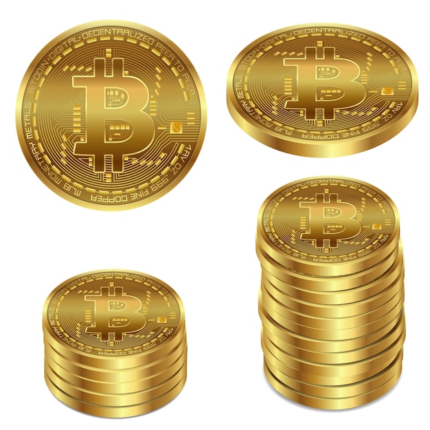 Vector illustratie van een gouden bitcoin op een witte achtergrond. Gratis Vector