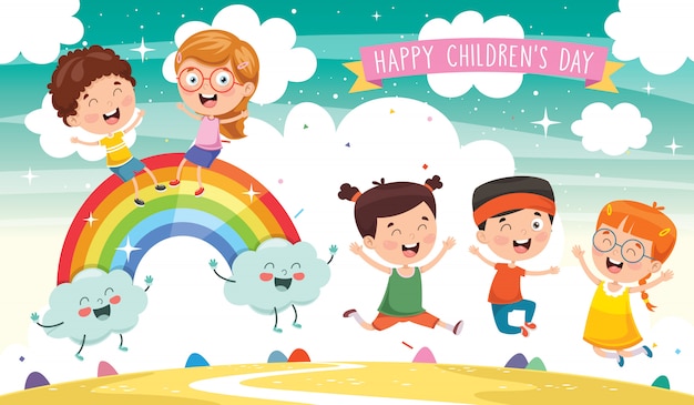 Vector illustratie van fantasie landschap Premium Vector