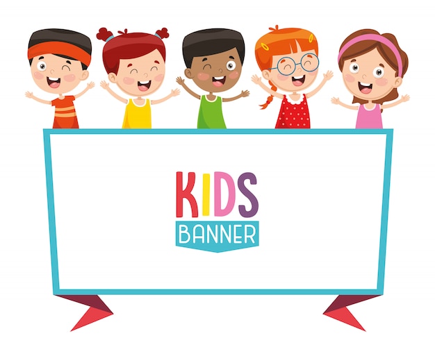 Vector illustratie van kinderen banner Premium Vector