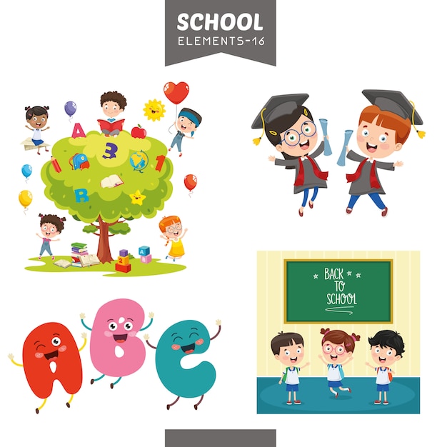 Vector illustratie van onderwijs elementen Premium Vector