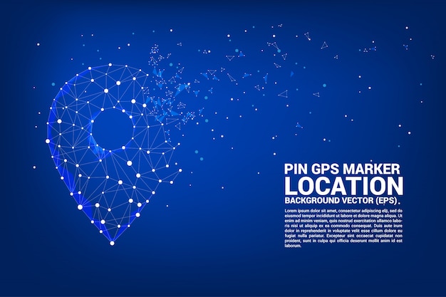 Vector netwerk pin mark veelhoek punt verbonden lijn Premium Vector