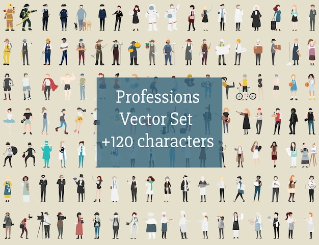 Vector set geïllustreerde mensen Gratis Vector
