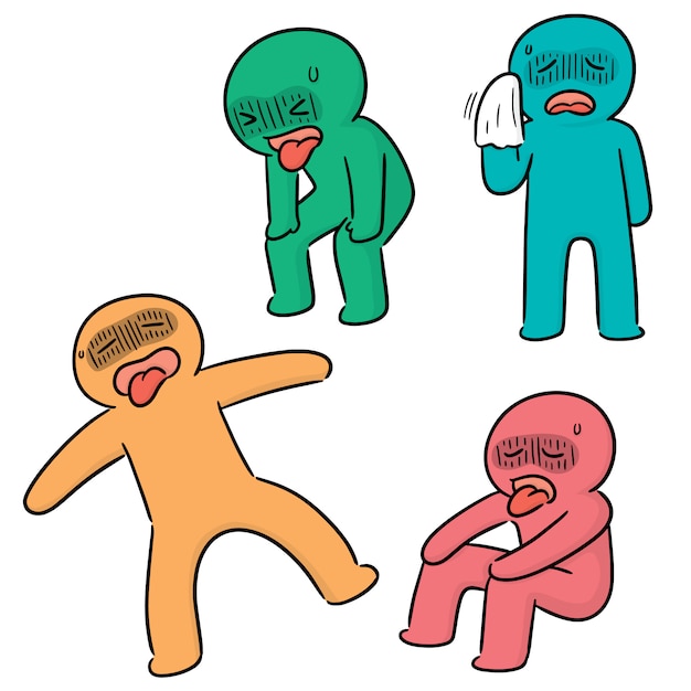 Vector set van vermoeide mensen Premium Vector