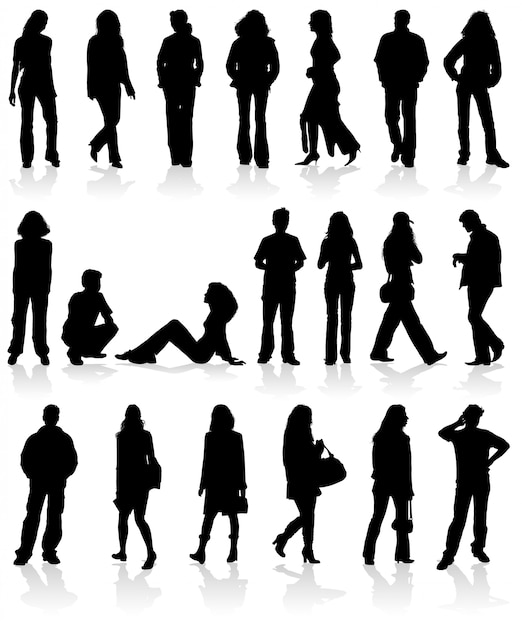 Vector silhouetten man en vrouw Premium Vector