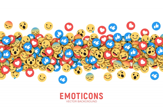 Vector vlakke moderne facebook-emoticons conceptuele abstracte kunstillustratie Premium Vector