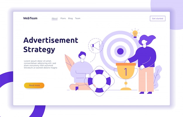 Vectorreclame en marketing strategie webpagina-banner Premium Vector