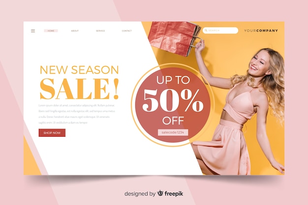 Verkoop bestemmingspagina met foto Gratis Vector