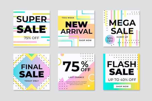 Verkoop instagram post collectie Gratis Vector