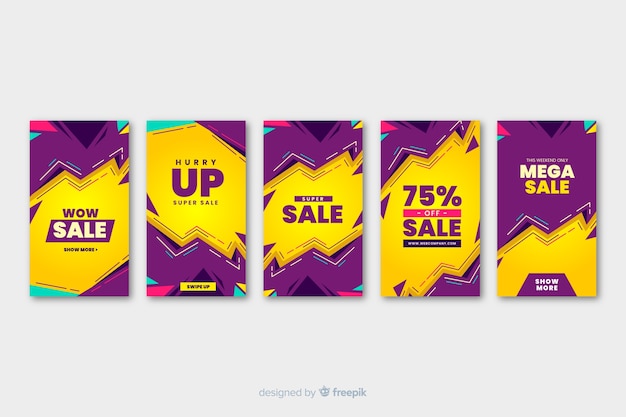Verkoop instagram verhalen sjabloonverzameling Gratis Vector
