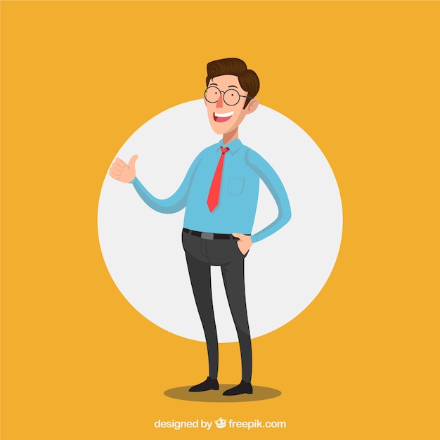 Verkoper samenstelling met platte ontwerp Gratis Vector